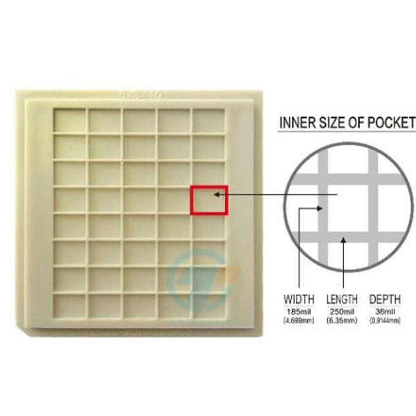 2" Die / IC Tray (40 Pockets of 250x185x36 mil) - NH20-250-185-36